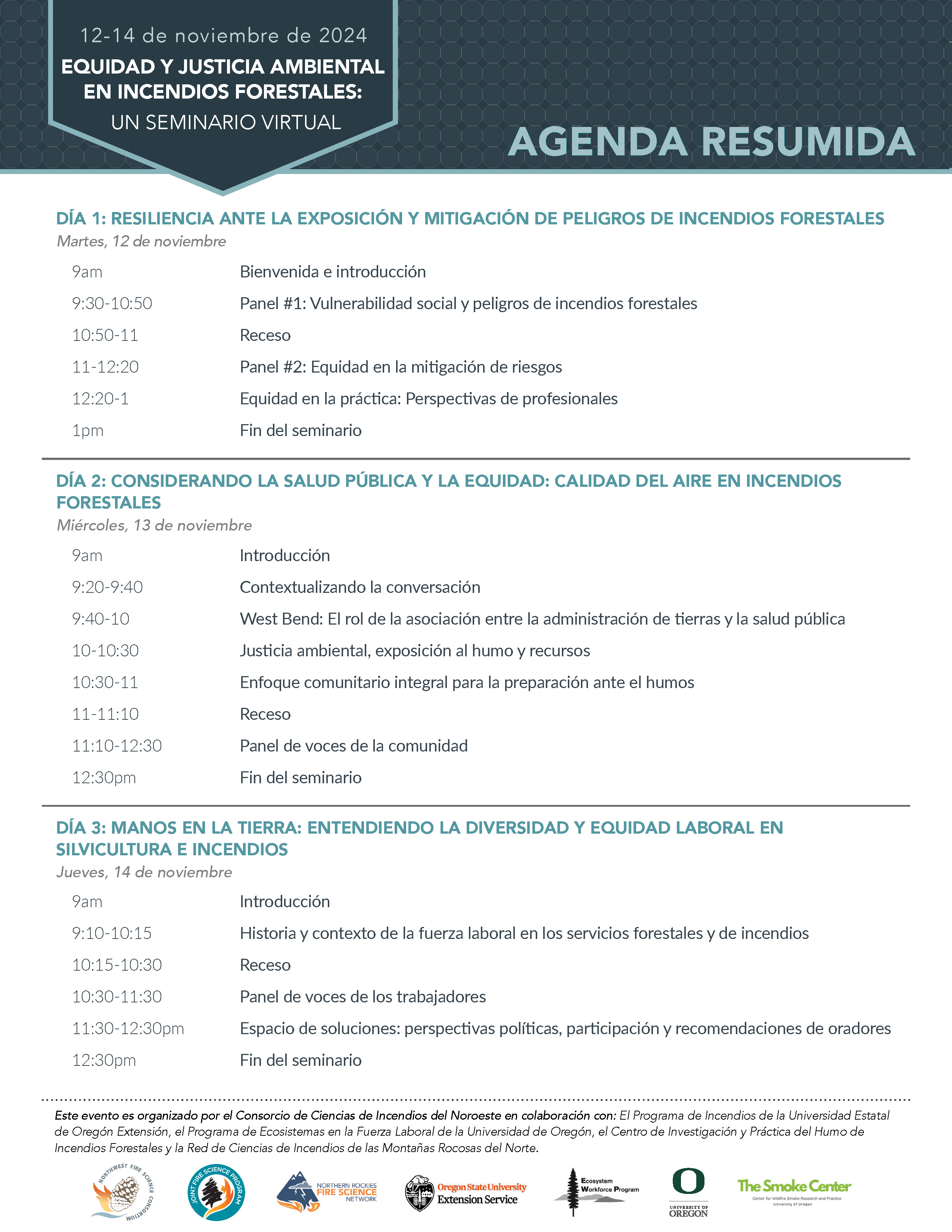 Agenda in Spanish front page image